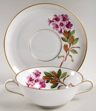 Alpine Flowers Flat Cream Soup & Saucer Set by Rosenthal - Continental