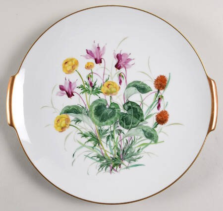Alpine Flowers Handled Cake Plate