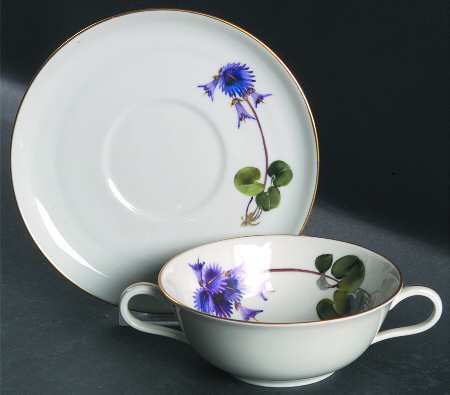 Alpine Flowers Flat Cream Soup Bowl & Saucer Set