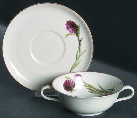 Alpine Flowers Flat Cream Soup Bowl & Saucer Set