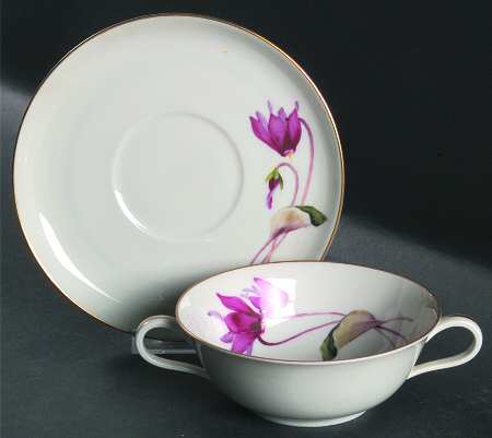 Alpine Flowers Flat Cream Soup Bowl & Saucer Set