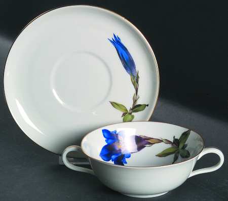 Alpine Flowers Flat Cream Soup Bowl & Saucer Set