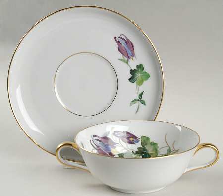 Alpine Flowers Flat Cream Soup Bowl & Saucer Set
