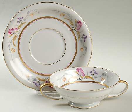 Amanda  Footed Cream Soup Bowl & Saucer Set