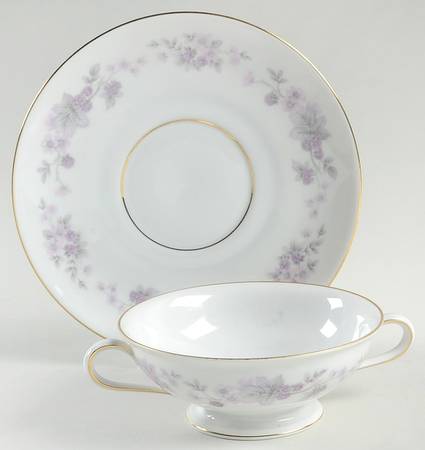 Amethyst Footed Cream Soup Bowl & Saucer Set