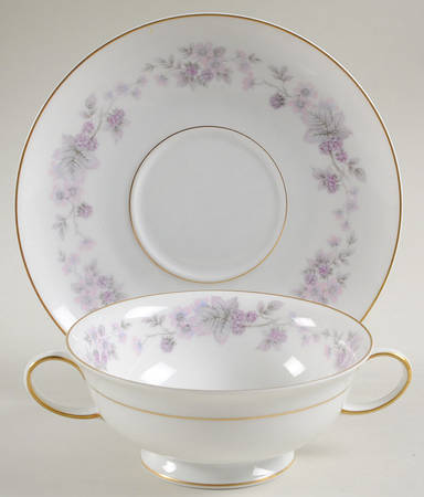 Amethyst Footed Cream Soup Bowl & Saucer Set