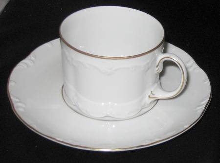 Antoinette (Monbijou Shape) Flat Cup & Saucer Set