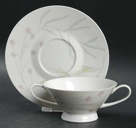 Aquarell Footed Cream Soup Bowl & Saucer Set
