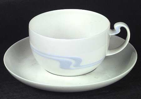 Asymmetria Blue Flat Cup & Saucer Set