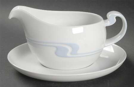 Asymmetria Blue Gravy Boat & Underplate