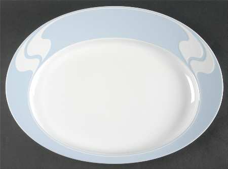 Asymmetria Blue 15" Oval Serving Platter