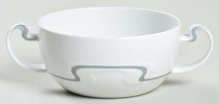Asymmetria Grey Flat Cream Soup Bowl