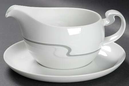 Asymmetria Grey Gravy Boat & Underplate