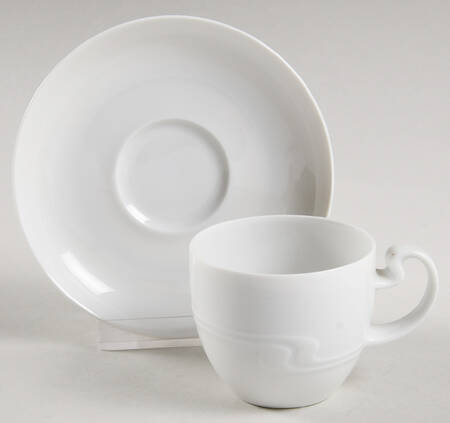 Asymmetria White Flat Demitasse Cup & Saucer Set
