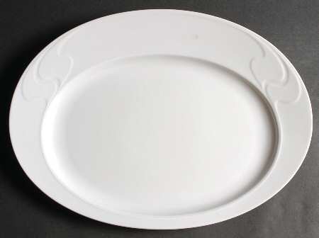 Asymmetria White 15" Oval Serving Platter