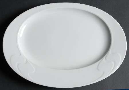 Asymmetria White 13" Oval Serving Platter