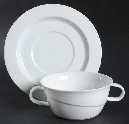 Avenue White Flat Cream Soup Bowl & Saucer Set