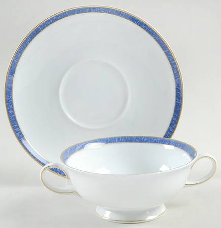 Azur Footed Cream Soup Bowl & Saucer Set
