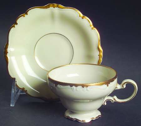 Baroque Gold Footed Demitasse Cup & Saucer Set