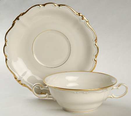 Baroque Gold Flat Cream Soup Bowl & Saucer Set