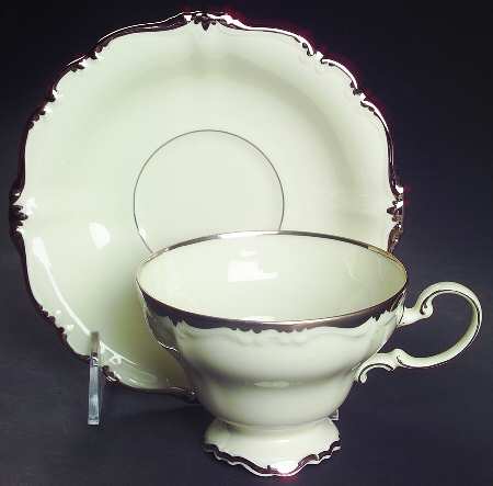 Baroque Platinum Footed Cup & Saucer Set