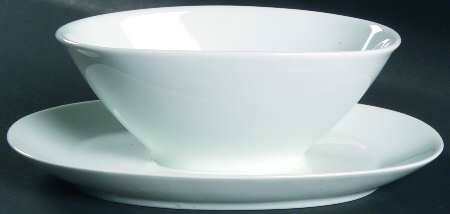 Bettina White Gravy Boat with Attached Underplate