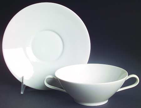 Bettina White Flat Cream Soup Bowl & Saucer Set