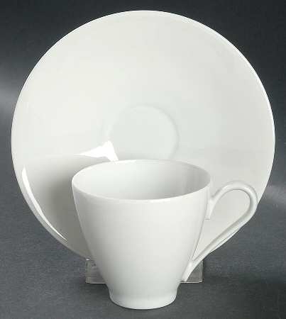 Bettina White Flat Demitasse Cup & Saucer Set