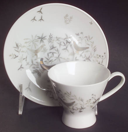 Birds On Trees Footed Demitasse Cup & Saucer Set