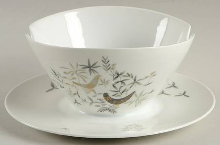 Birds On Trees Gravy Boat with Attached Underplate