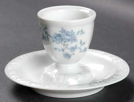Blue Bouquet Egg Cup with Attached Underplate
