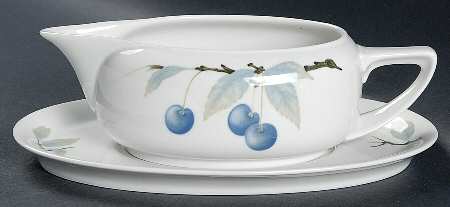 Blue Cherry (No Trim) Gravy Boat & Underplate