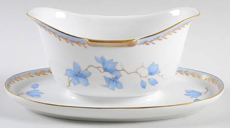 Blue Danube (Cream) Gravy Boat with Attached Underplate