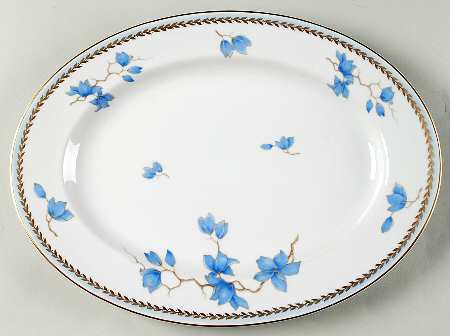 Blue Danube (White) 14" Oval Serving Platter