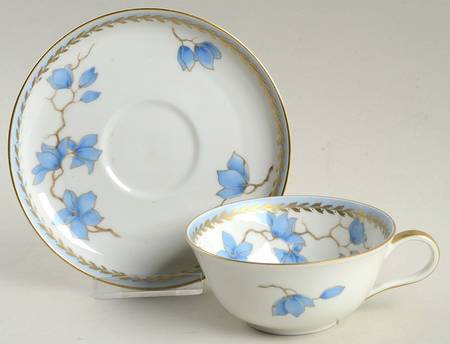 Blue Danube (White) Flat Cup & Saucer Set