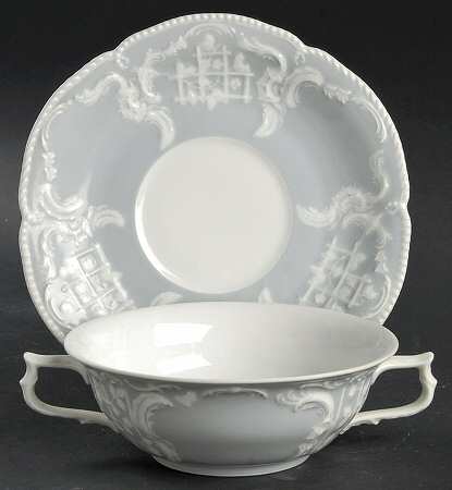 Blue Foundation Flat Cream Soup Bowl & Saucer Set