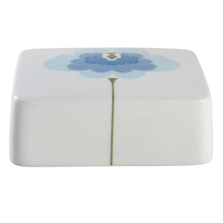 Blue Flower (Century Shape, Coupe) Lid for Square Butter