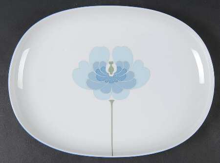 Blue Flower (Century Shape, Coupe) 13" Oval Serving Platter