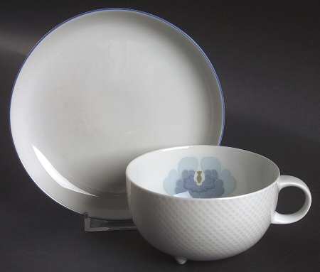 Blue Flower (Century Shape, Coupe) Footed Cup & Saucer Set