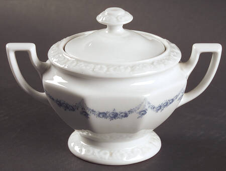 Blue Garland Sugar Bowl & Lid
