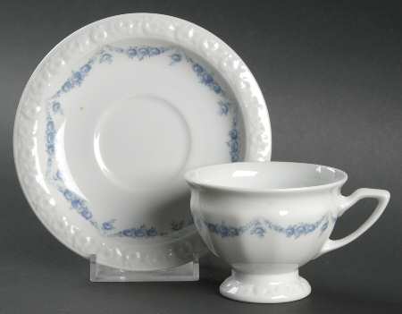Blue Garland Footed Demitasse Cup & Saucer Set