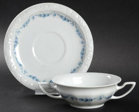 Blue Garland Flat Cream Soup Bowl & Saucer Set