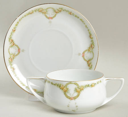 Briar Rose Flat Bouillon Cup & Saucer