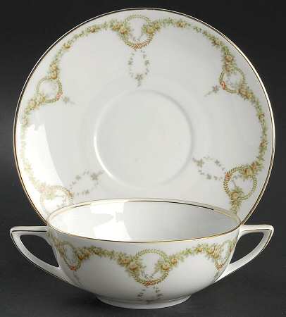 Briar Rose Flat Cream Soup Bowl & Saucer Set