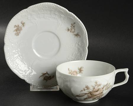 Brown Rose (Sanssouci) Flat Cup & Saucer Set