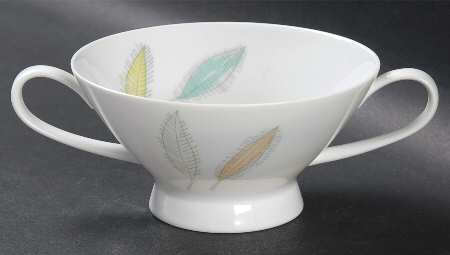 Bunte Blatter Footed Cream Soup Bowl