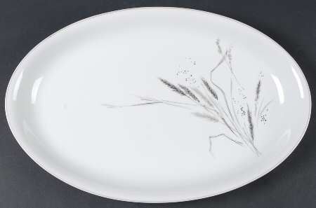 Ceres (Gray Trim) 15" Oval Serving Platter