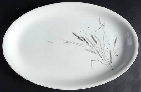 Ceres (Gray Trim) 13" Oval Serving Platter