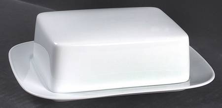 Century White (Rim) Square Covered Butter