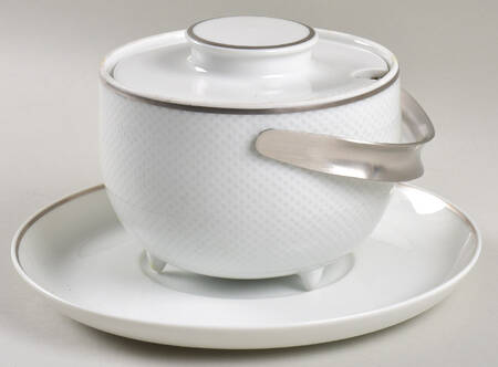 Century White (Rim) Sauce Boat & Lid & Underplate
